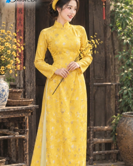 Áo dài gấm vàng
