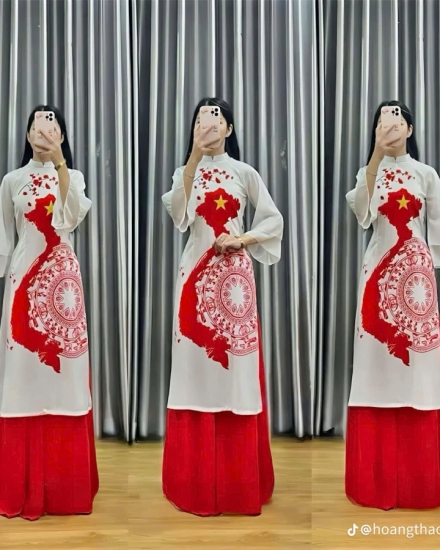 Áo dài Trắng lá cờ 2