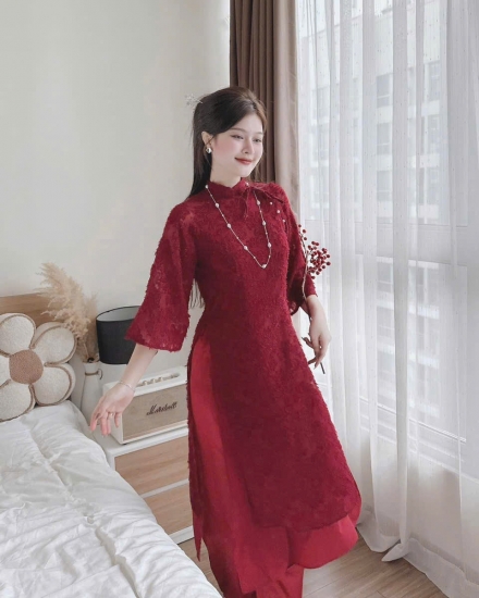 Áo dài đỏ cách tân 1