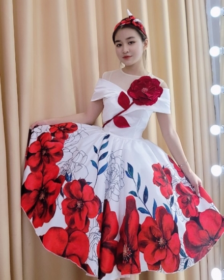 Đầm hoa đỏ 14 cái